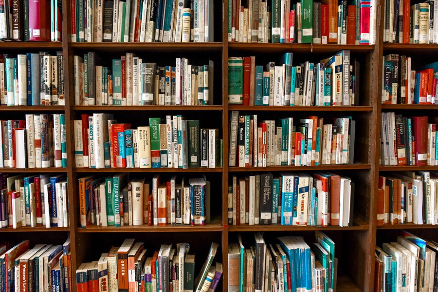 Stack of books on a shelf